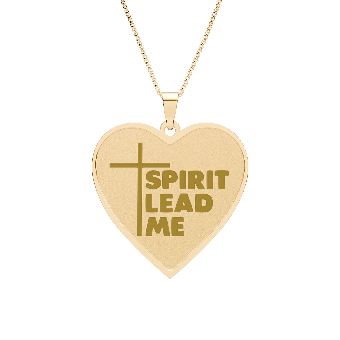 Heart Photo Pendant — “Spirit Lead Me” Religious Heart Necklace (Gold or Silver)