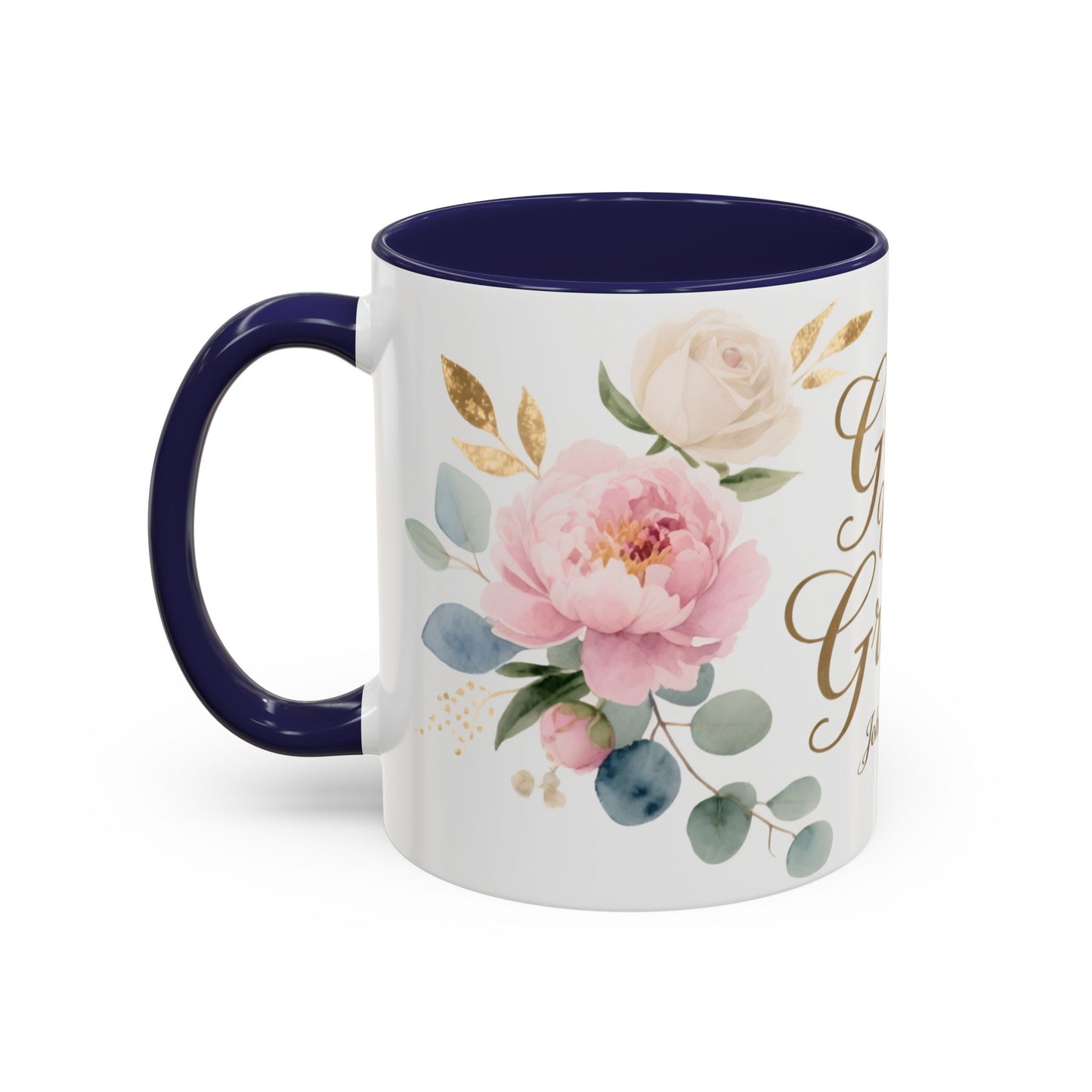 Grace Upon Grace Floral Coffee Mug — John 1:16 Scripture Accent Mug