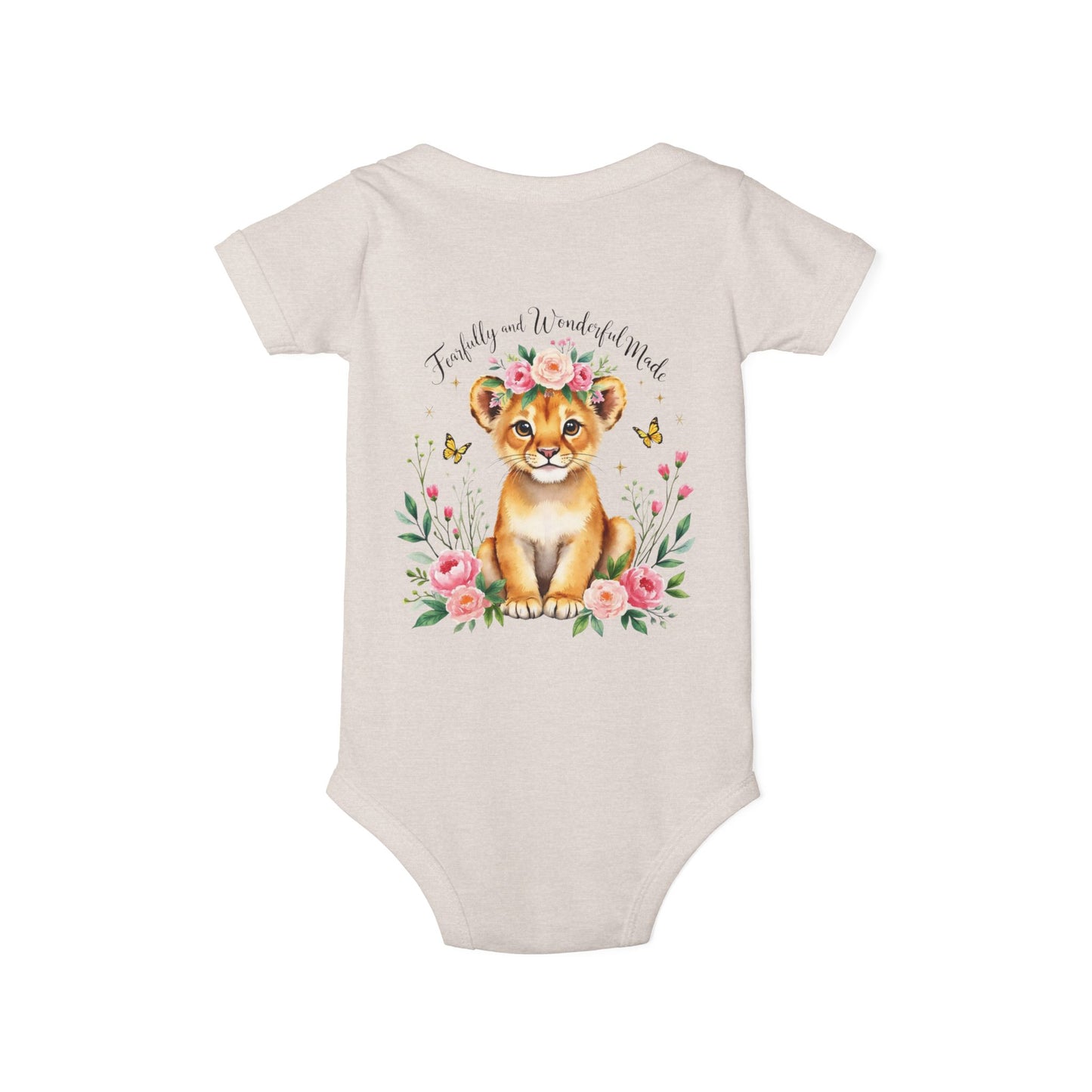 Baby Onesie - Floral Lion Cub "Wild and Wonderful" Personalized Infant Bodysuit