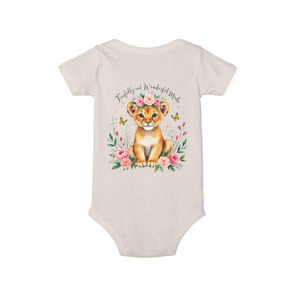 Baby Onesie - Floral Lion Cub "Wild and Wonderful" Personalized Infant Bodysuit