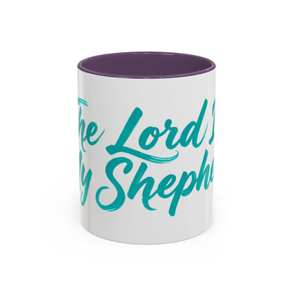 Scripture Accent Coffee Mug — Teal Hand-Lettered Encouragement (11/15 oz)