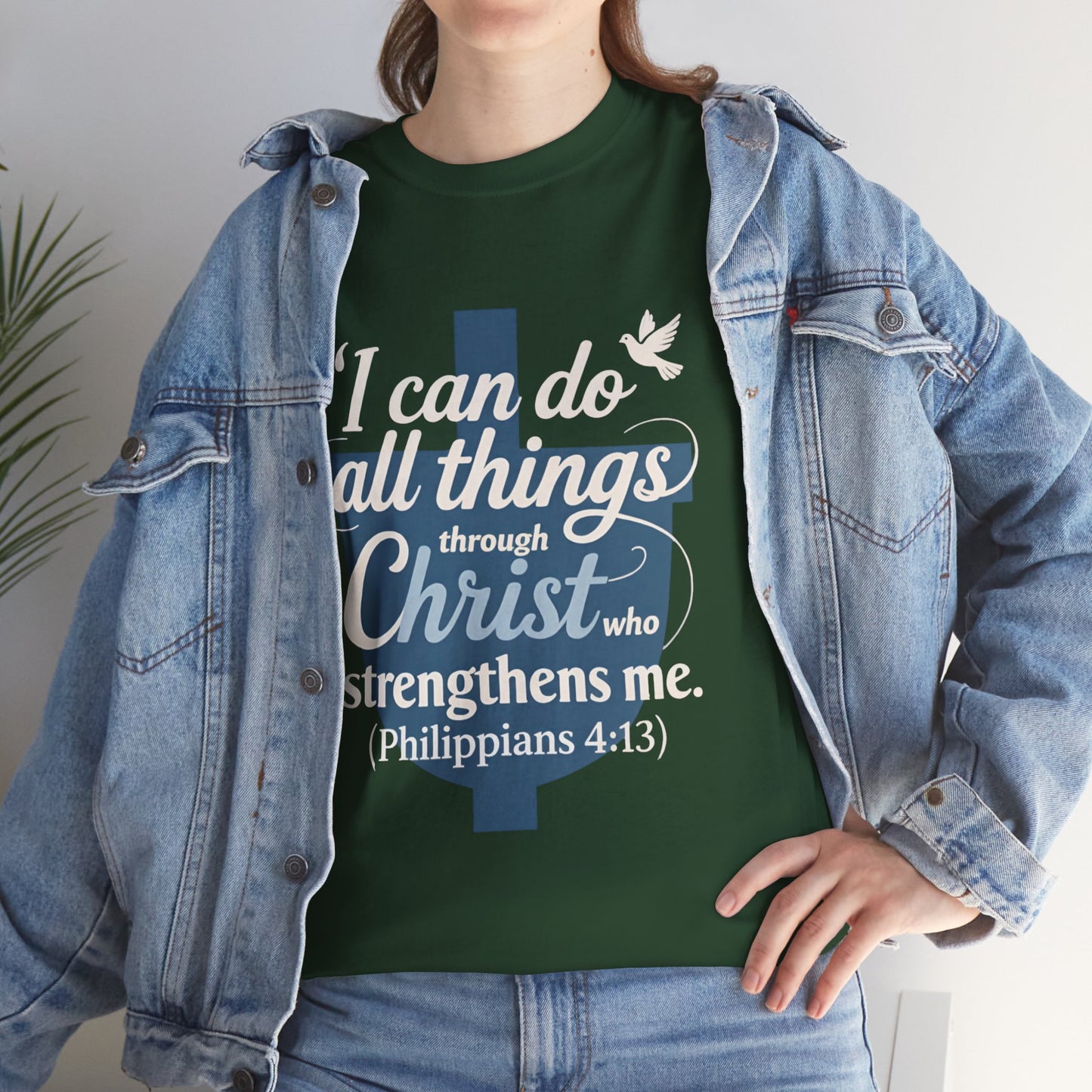Philippians 4:13 Cotton Tee — "I Can Do All Things" Christian Prayer T-Shirt