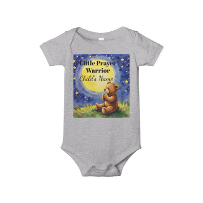 Infant One-Piece — 'Little Prayer Warrior' Bear Baby Bodysuit (Personalize Name)