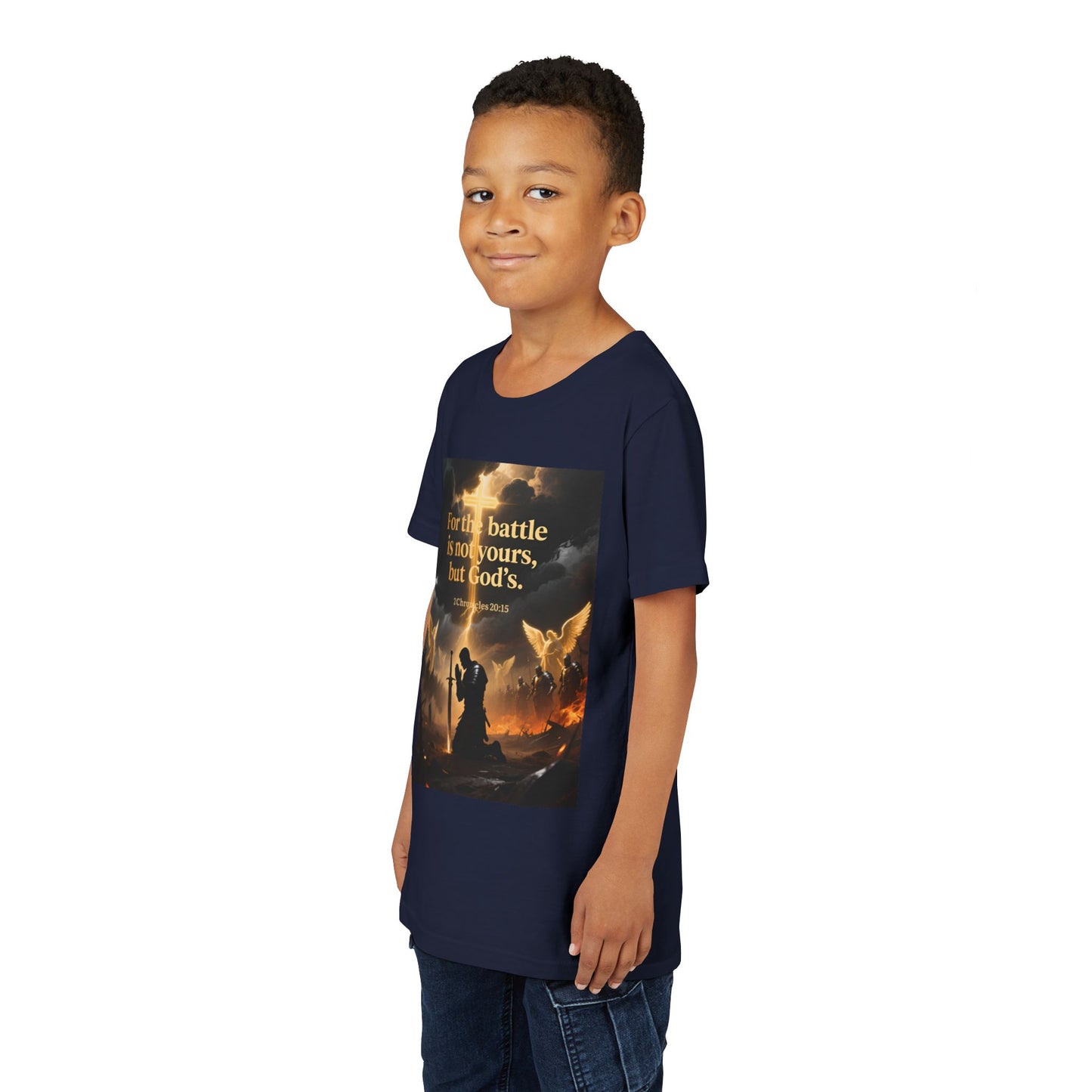 For the battle is not yours, but God's youth tee | Christian hands design | Meaningful Gift for Kids