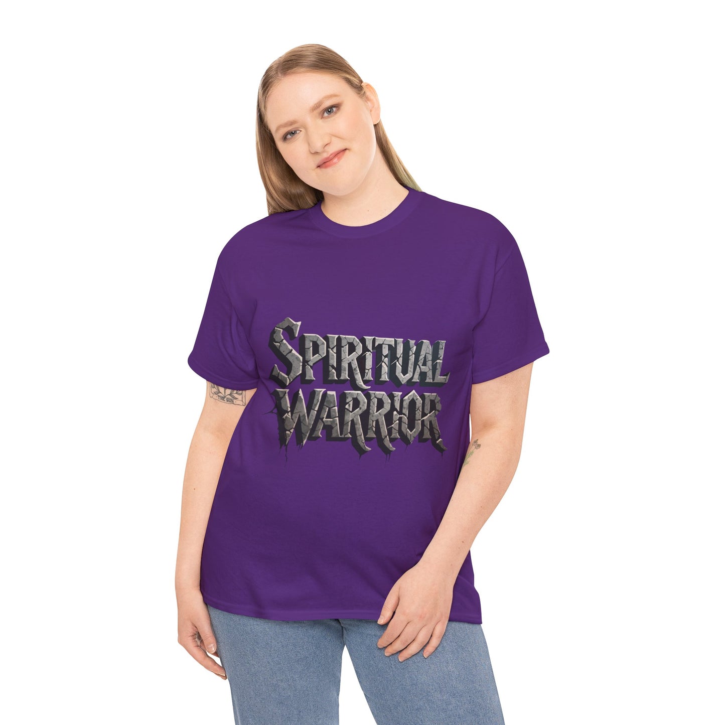 Spiritual Warrior T-Shirt — Gothic Lettering Faith & Strength Tee