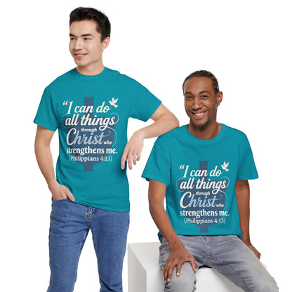 Philippians 4:13 Cotton Tee — "I Can Do All Things" Christian Prayer T-Shirt