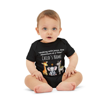 Cute Safari Trio Baby Onesie — Giraffe, Elephant & Zebra Infant Bodysuit