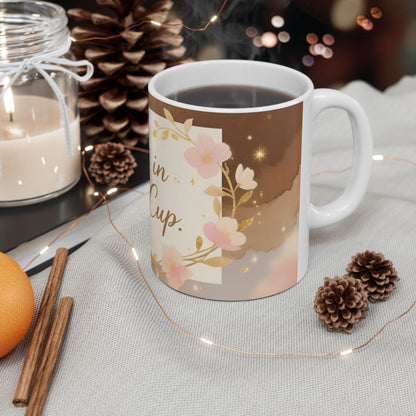Grace in Every Cup Mug | Floral Script Ceramic Coffee Tea Cup