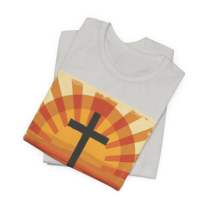 Jesus Saves Cross tee | Christian faith shirt, sunrise graphic | Perfect Gift for Mom and Dad | Friends and Family Shirt