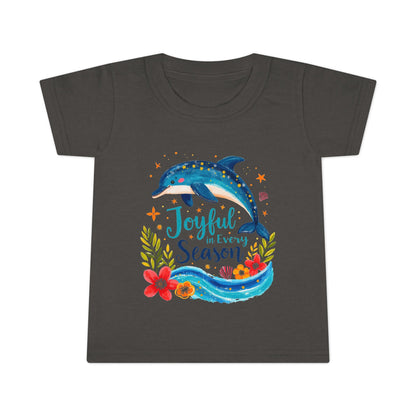 Joyful Sea Season Toddler T-Shirt — Dolphin Floral Kids Tee | Meaningful Gift