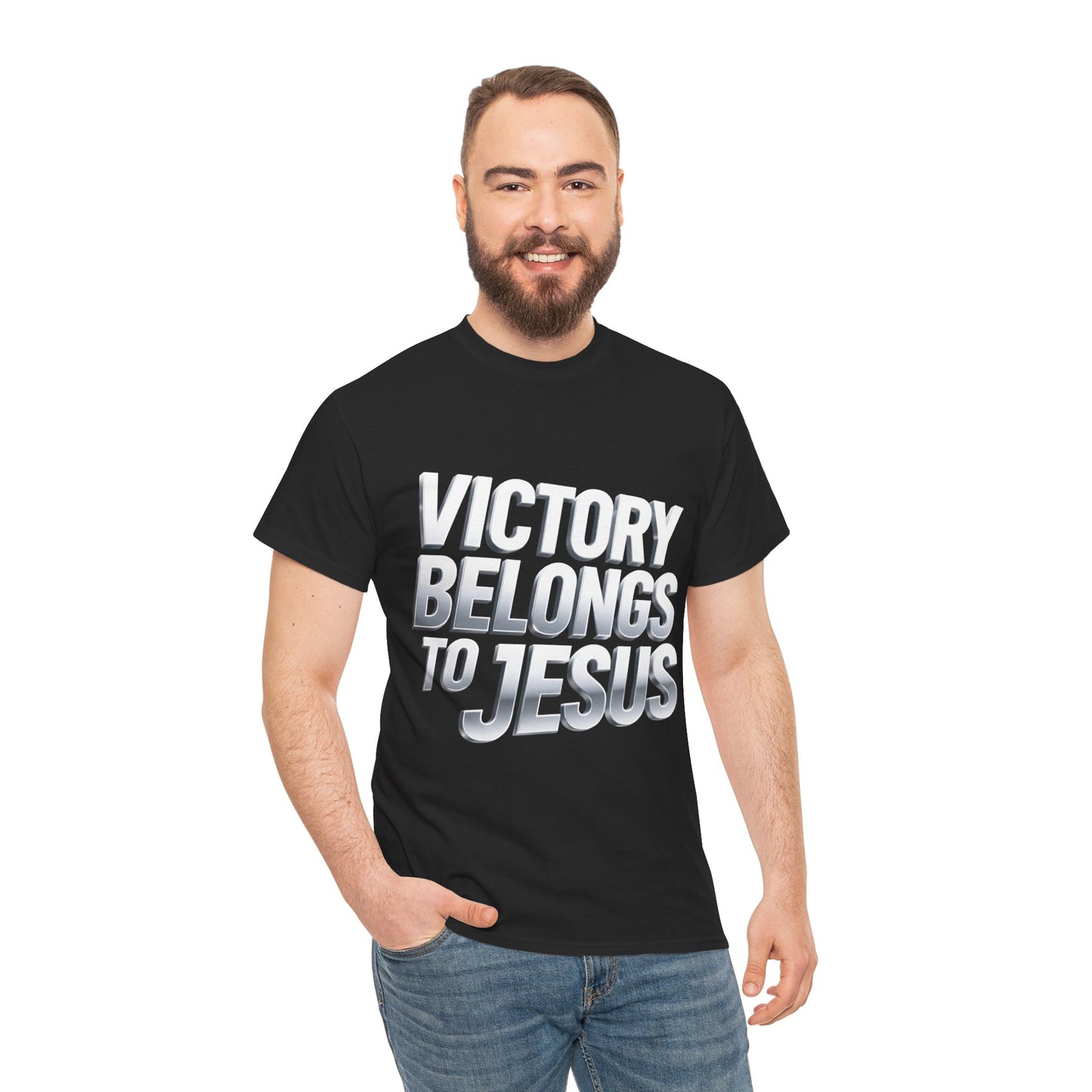 Victory Belongs to Jesus T-Shirt — Heavyweight Christian Faith Tee