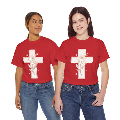 Floral Cross Tee — Delicate Bloom Christian T-Shirt