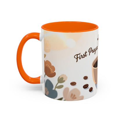 Prayer Then Coffee Mug — Christian Scripture Coffee Cup (1 Thessalonians 5:17) (Multi Color )
