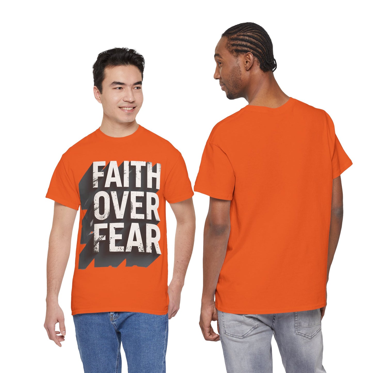 Faith Over Fear Cotton Tee — Distressed Inspirational Graphic