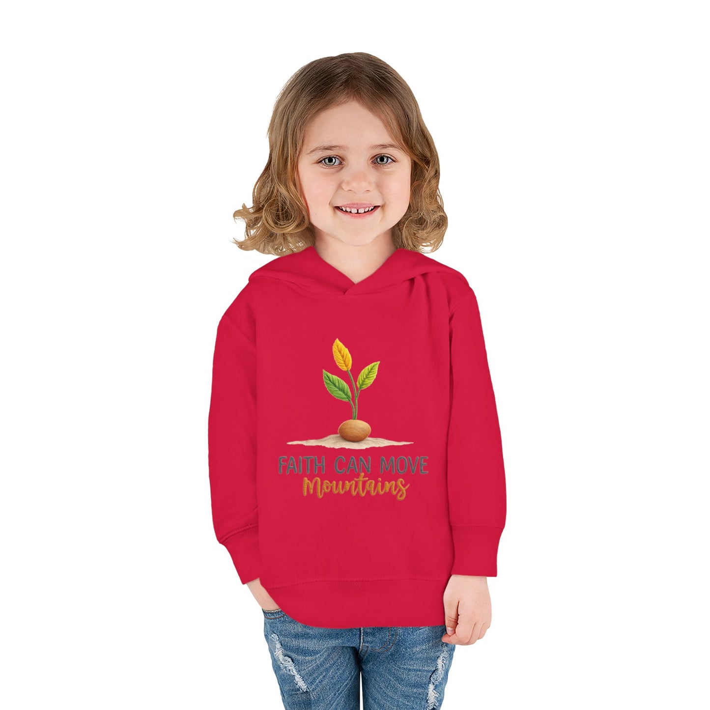 Toddler Hoodie - "Faith Can Move Mountains" Plant Graphic