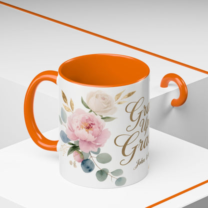 Grace Upon Grace Floral Coffee Mug — John 1:16 Scripture Accent Mug