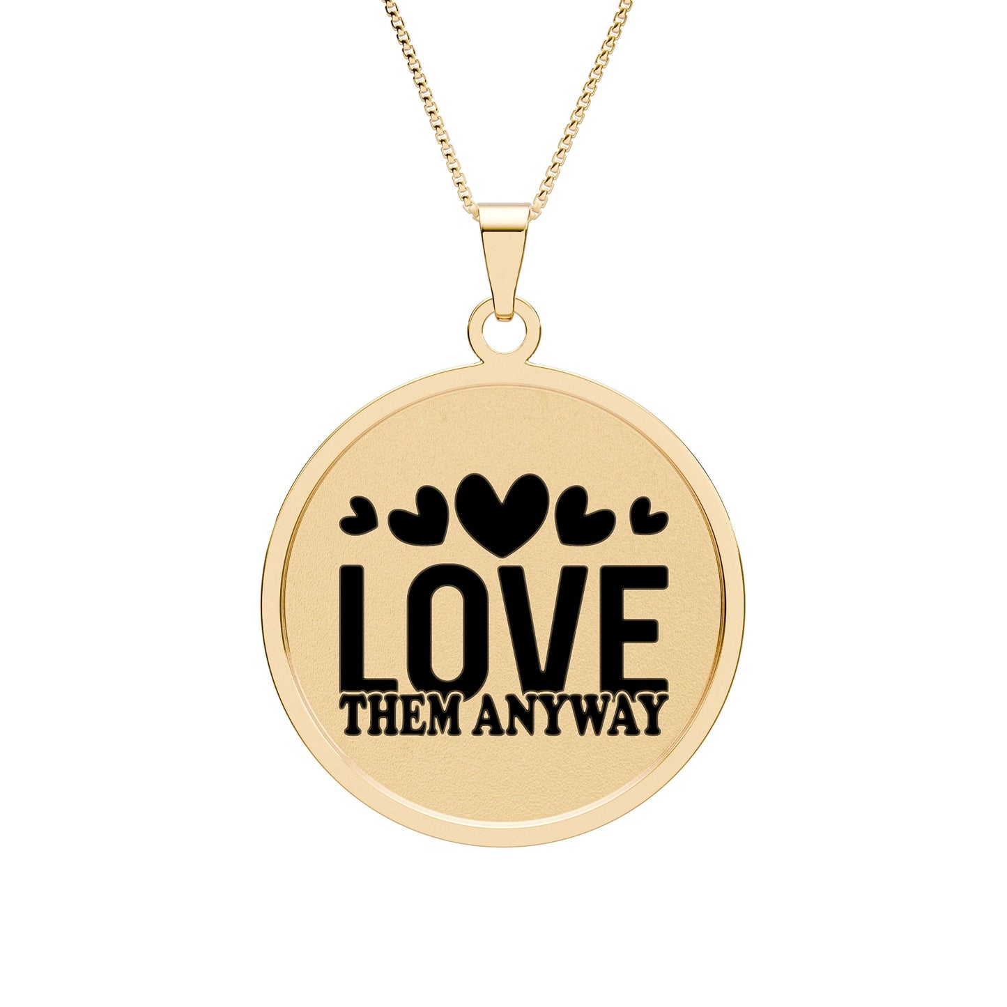 Love Them Anyway Round Photo Pendant Necklace Gold Plated 