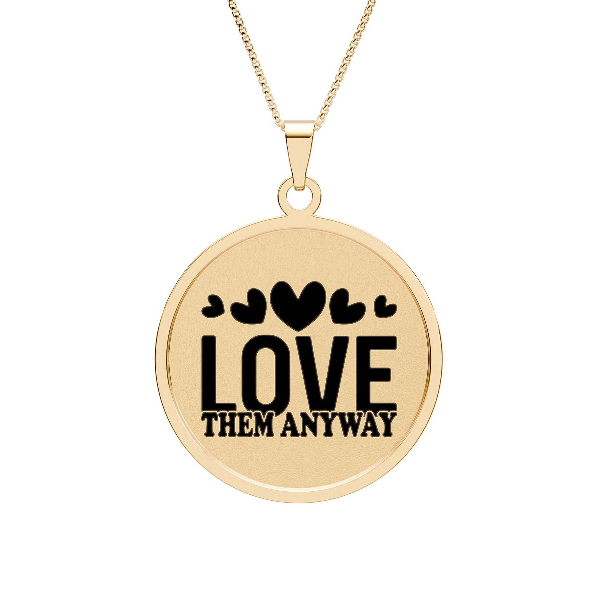 Love Them Anyway Round Photo Pendant Necklace Gold Plated 