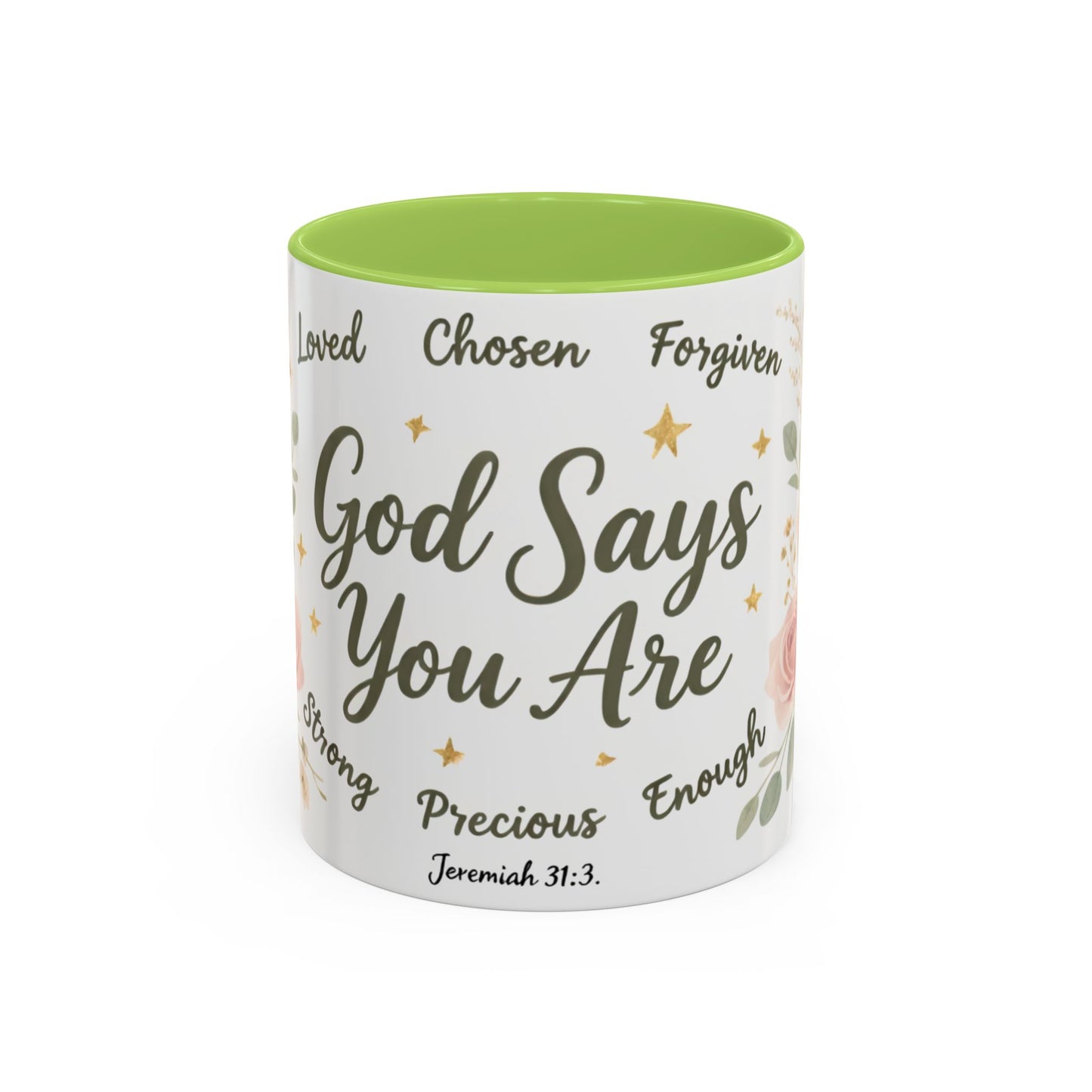 Christian Coffee Mug - "God Says You Are" Floral Inspirational Mug (11/15oz)