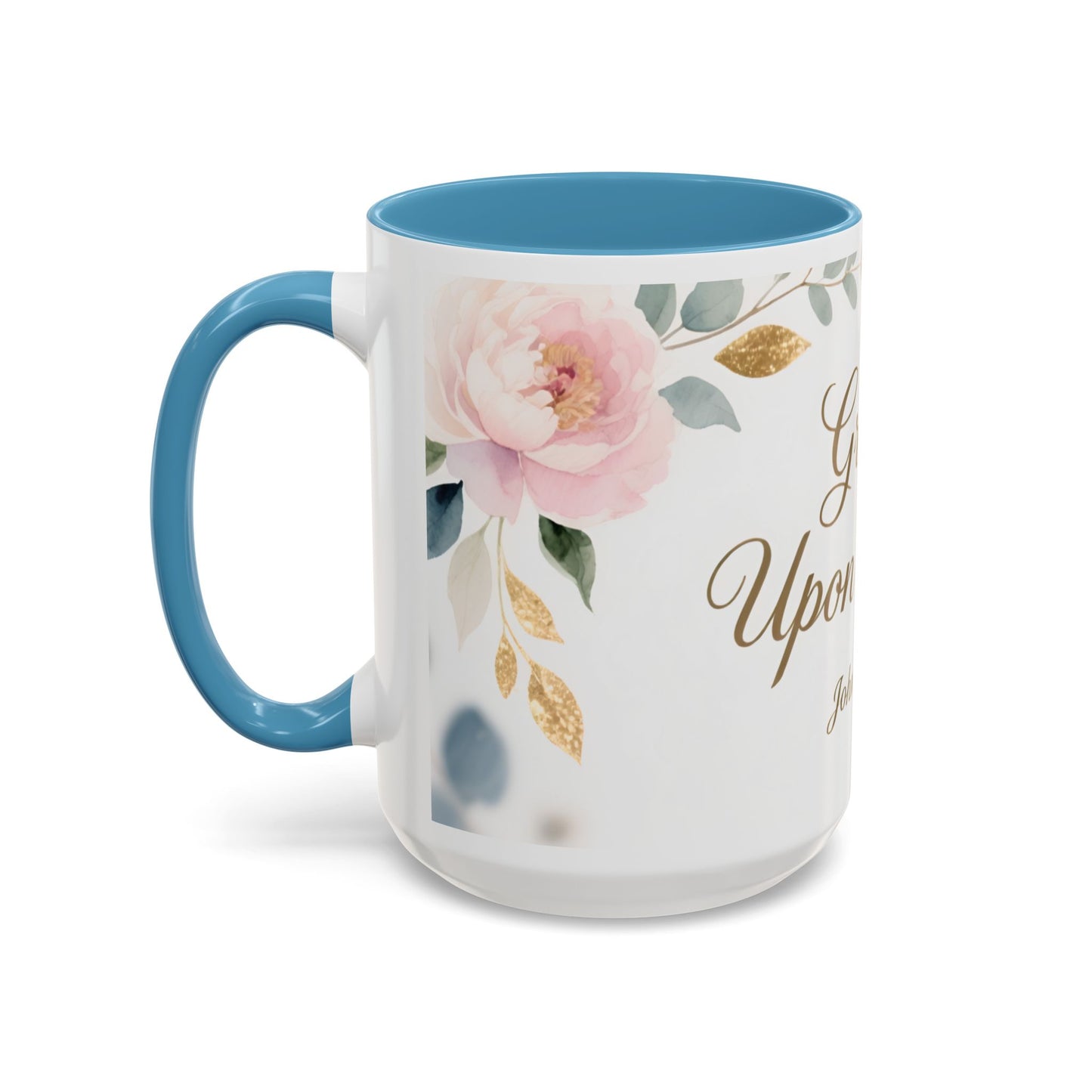 Grace Upon Grace Coffee Mug — Floral John 1:16 Scripture Accent Mug