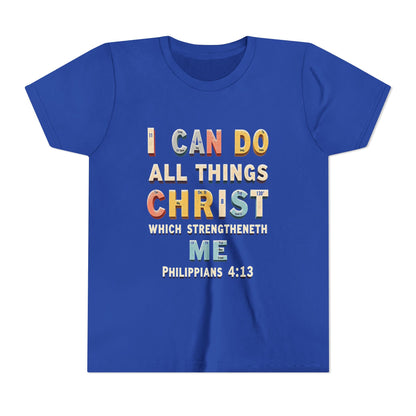 I Can Do All Things Christ Youth Tee | Philippians 4:13 Christian Kids Shirt