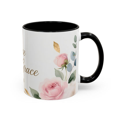 Grace Upon Grace Coffee Mug — Floral John 1:16 Scripture Accent Mug