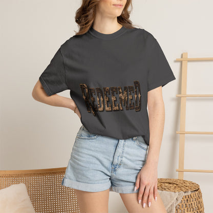 Garment-Dyed Statement Tee — Bold Single-Word Typographic Front