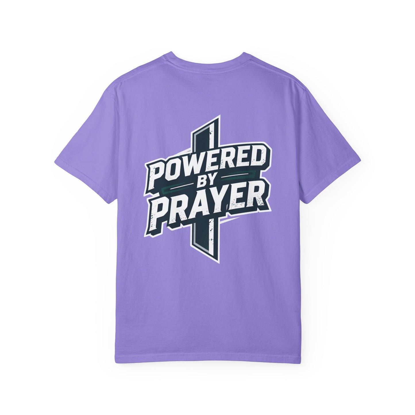 Powered by Prayer T‑Shirt — Faith Graphic Tee with Cross