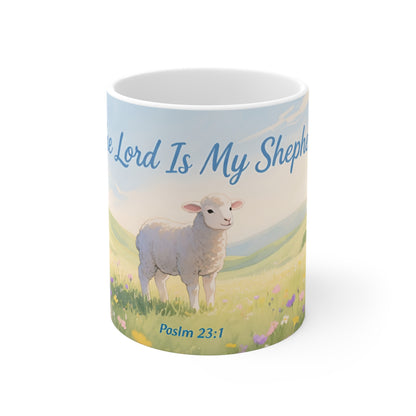 Psalm 23 Lamb 11oz Mug — Meadow Morning Faith Coffee Cup