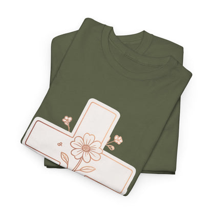 Floral Cross Tee — Delicate Bloom Christian T-Shirt