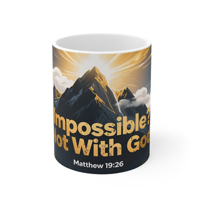 Matthew 19:26 Coffee Mug — "With God All Things Are Possible" Mountain Christian Mug