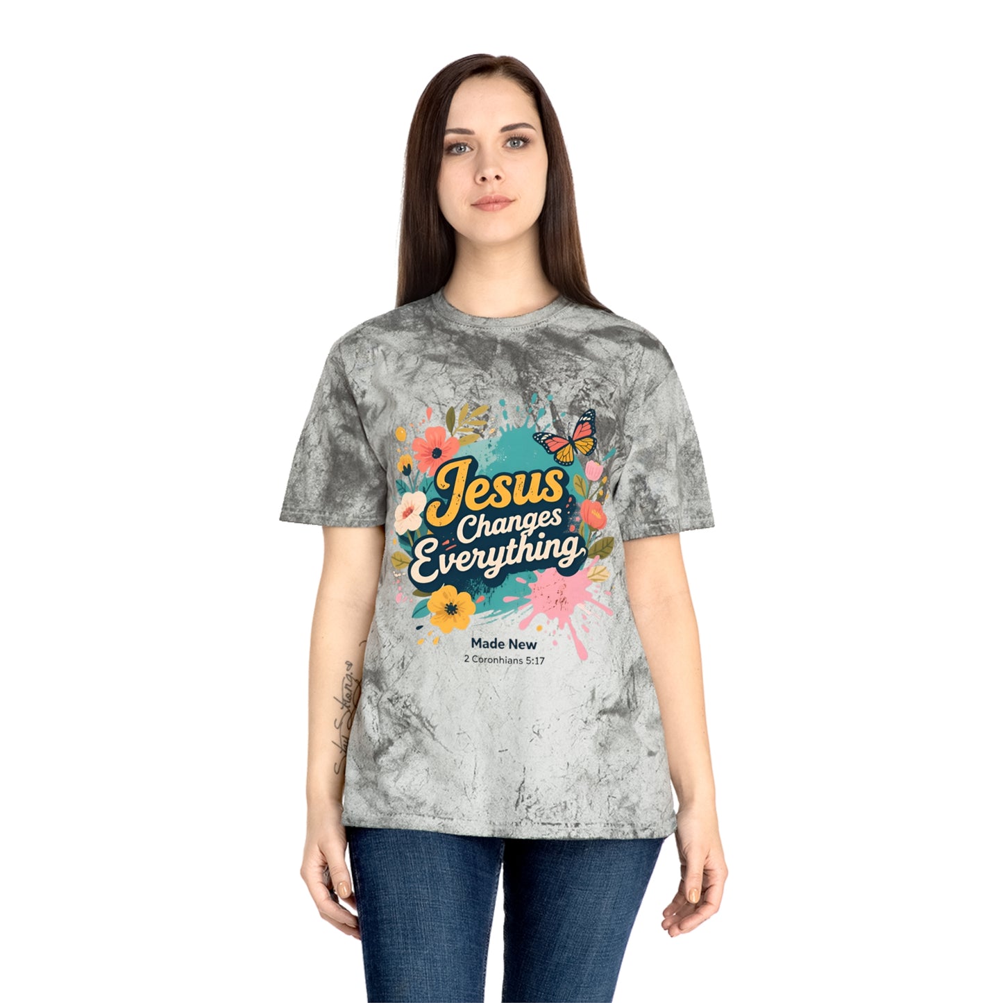 Jesus Changes Everything T-Shirt — Floral Butterfly Christian Tee