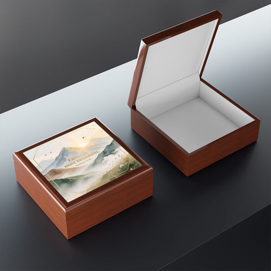 Inspirational 'Faith Can Move Mountains' Jewelry Box — Mountain Sunrise Keepsake