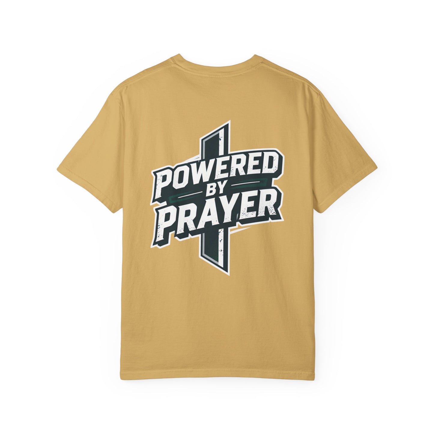 Powered by Prayer T‑Shirt — Faith Graphic Tee with Cross
