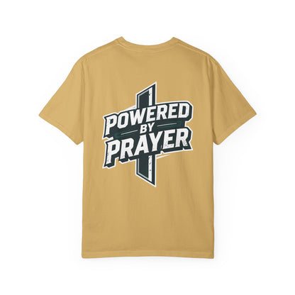 Powered by Prayer T‑Shirt — Faith Graphic Tee with Cross