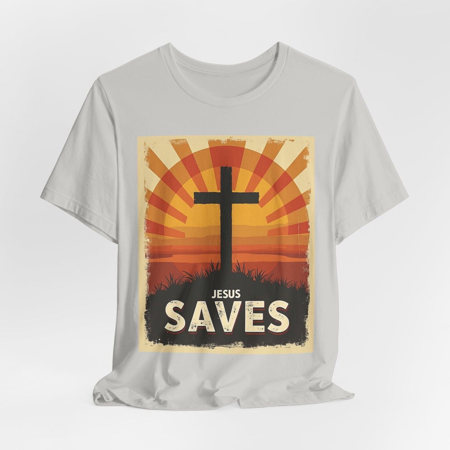 Jesus Saves Cross tee | Christian faith shirt, sunrise graphic | Perfect Gift for Mom and Dad | Friends and Family Shirt