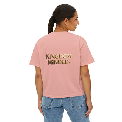 Kingdom Minded Boxy Tee — Women's Faith-Inspired Cropped T-Shirt
