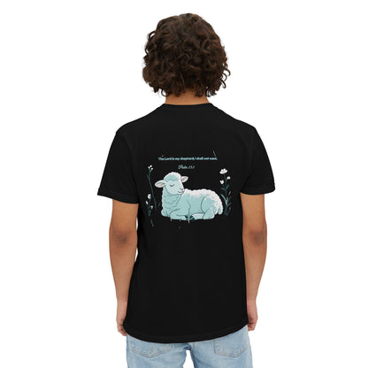 Lamb Rest Pocket T‑Shirt — Vintage Seafoam Pocket Tee with Script Verse