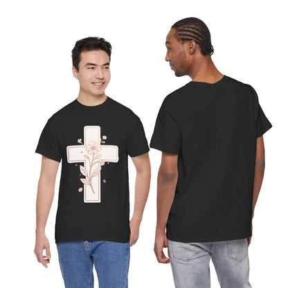 Floral Cross Tee — Delicate Bloom Christian T-Shirt