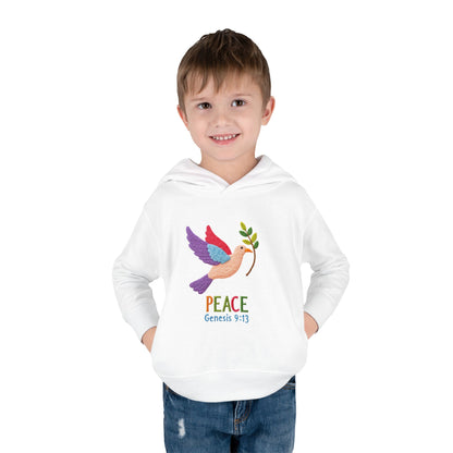 Toddler Hoodie — Colorful Peace Dove with Olive Branch & “PEACE Genesis 9:13”