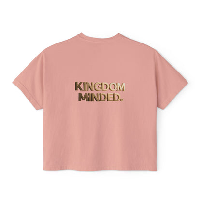 Kingdom Minded Boxy Tee — Women's Faith-Inspired Cropped T-Shirt