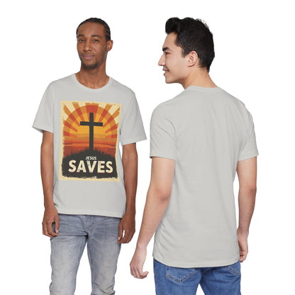 Jesus Saves Cross tee | Christian faith shirt, sunrise graphic | Perfect Gift for Mom and Dad | Friends and Family Shirt