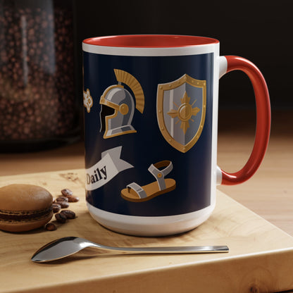 Christian Knight Coffee Mug — “Suit Up Daily” Accent Ceramic Mug