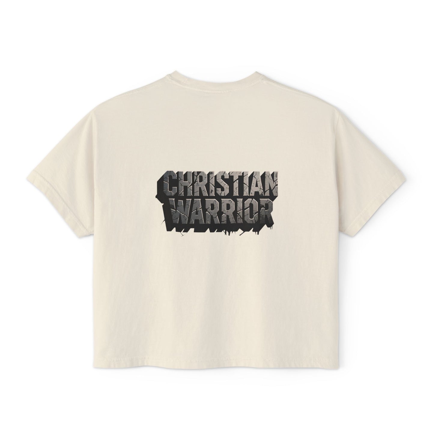 Christian Warrior Boxy Tee — Women's Faith Graphic Shirt
