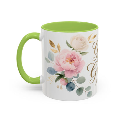 Grace Upon Grace Floral Coffee Mug — John 1:16 Scripture Accent Mug