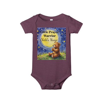 Infant One-Piece — 'Little Prayer Warrior' Bear Baby Bodysuit (Personalize Name)