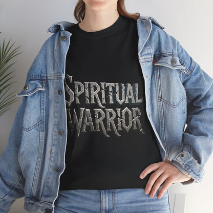 Spiritual Warrior T-Shirt — Gothic Lettering Faith & Strength Tee