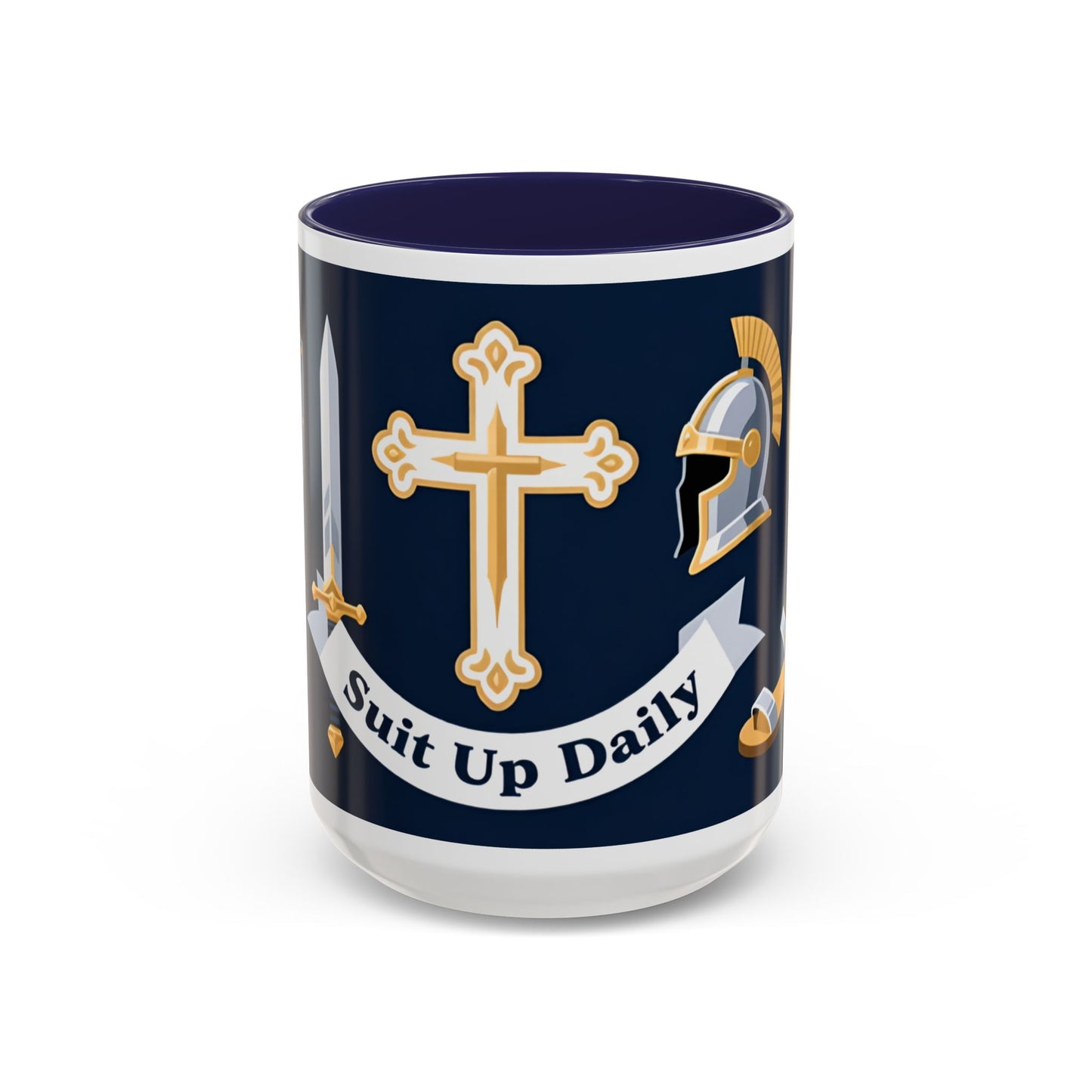 Christian Knight Coffee Mug — “Suit Up Daily” Accent Ceramic Mug