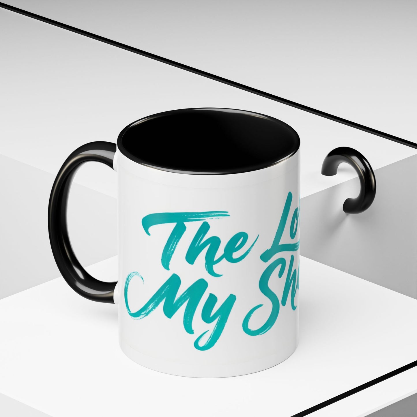 Scripture Accent Coffee Mug — Teal Hand-Lettered Encouragement (11/15 oz)