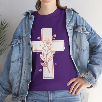 Floral Cross Tee — Delicate Bloom Christian T-Shirt